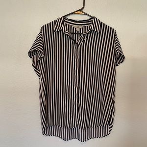 Hollister Black & White Striped Blouse. Size Small